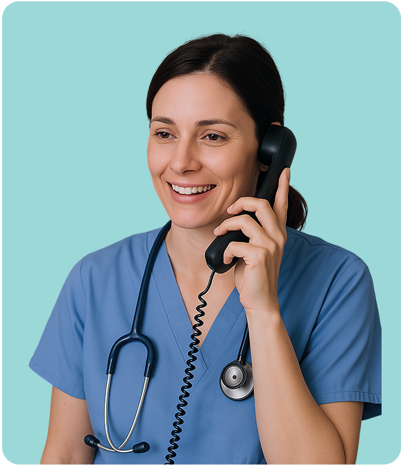 A photo of a real patient and clinician reviewing data together on a tablet or screen.
