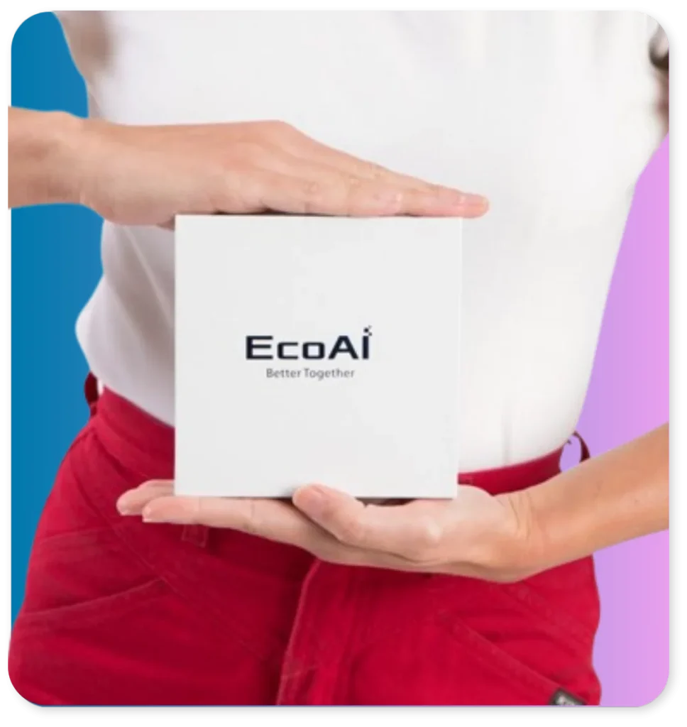 Woman holding EcoAI box in hands
