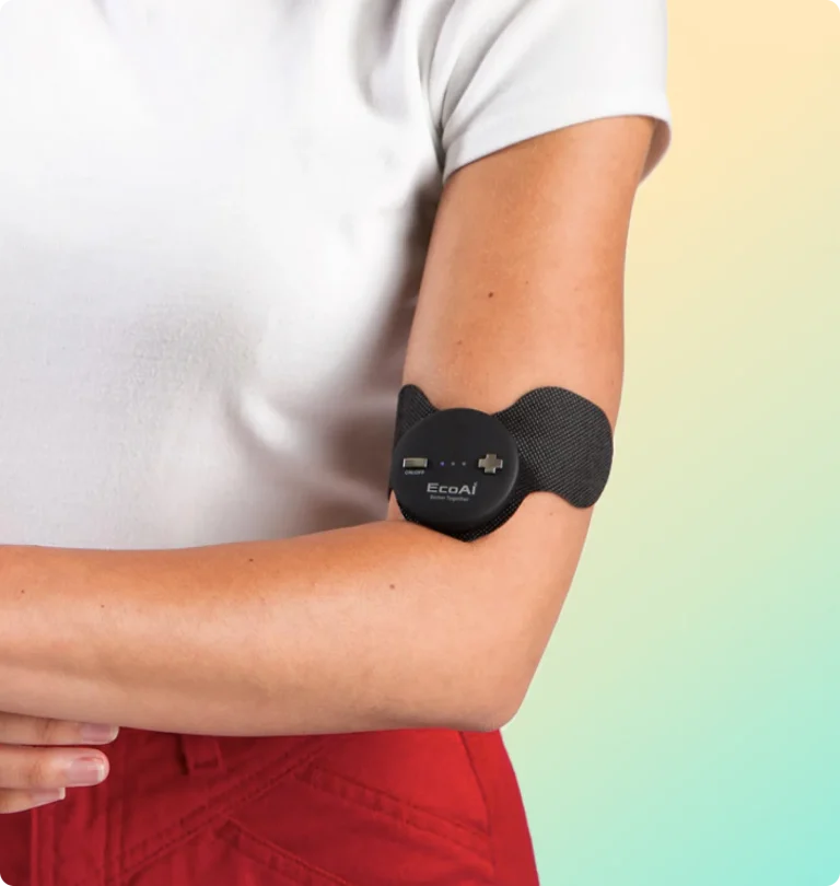 Woman wearing EcoAI device